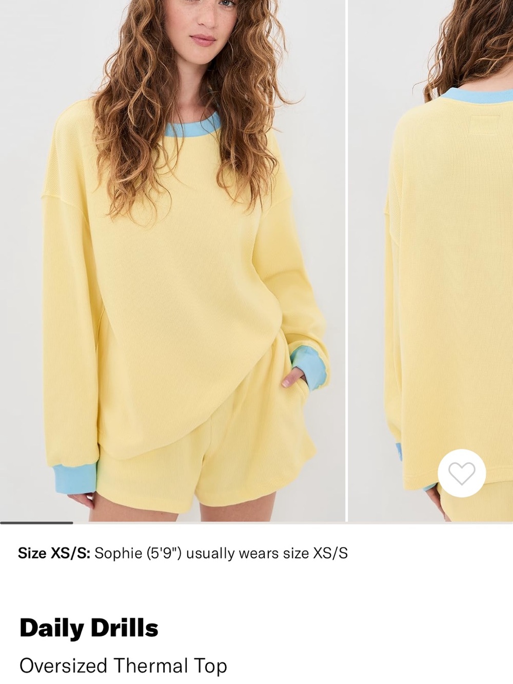 Daily Drills Oversized Thermal Set- Yellow with Blue Trim